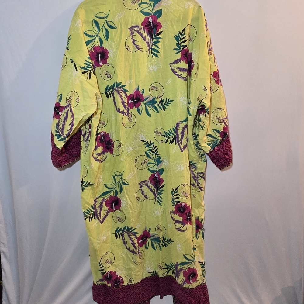 Soft Surroundings Vintage Colorful Boho Floral Print Open Front Kimono, One Size - Picture 7 of 9
